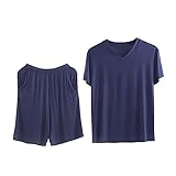 Talla Grande Pijama Hombre Corto Conjunto Verano Camiseta Manga Corta y Pantalones Cortos con...