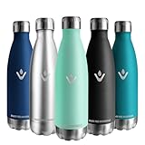 Vikaster Botella agua, 500ml Botella agua acero inoxidable, Mantener 12H Caliente/24 Frío,...