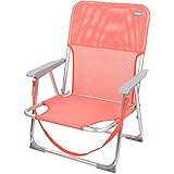 AKTIVE Silla de playa plegable, Silla respaldo fijo, 44x40x72 cm, color coral, Silla plegable...