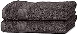 Amazon Basics - Juego de toallas (colores resistentes, 2 toallas de manos), color negro