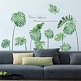 decalmile Pegatinas de Pared Planta Tropicales Vinilos Decorativos Palmera Hojas Verde...