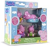 IMC Toys Peppa Pig Juguete de baño con 4 figuras de Peppa Pig que flotan en agua; Para bebé,...