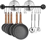 Toplife Estante organizador de utensilios y sartenes de pared para cocina con 14 ganchos, 80 Cm...