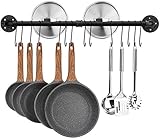 Toplife Estante organizador de utensilios y sartenes de pared para cocina con ganchos 80 Cm...