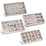 LDERFIV 4 Pcs Organizador De Joyas, Apilables Bandeja Joyas, Organizador Joyas Cajones,...