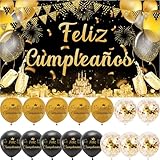 Decoración Cumpleaños Escrita en Español 1 Pancarta Feliz Cumpleños 15 Globos para...