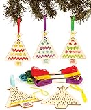 Baker Ross Kits de Punto de Cruz de Madera para Crear árboles de Navidad Decorativos (Paquete...