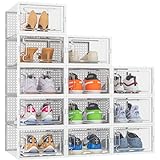 HOMIDEC 12 pcs Cajas de Zapatos,Cajas de Almacenamiento de Zapatos de Plástico Transparente...