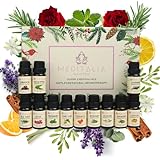 Juego de Aceites Esenciales 12x10ml - 100% NATURALES - MEDITALIA - Lavanda, Jazmin, Limón,...