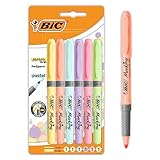 BIC Highlighter Grip Pastel Marcadores de Punta Biselada Regulable - Colores surtidos, Pack de...