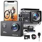 WOLFANG Cámara Deportiva 4K 30FPS GA100 con 32GB MicroSD 20MP Cámara Subacuática Impermeable...