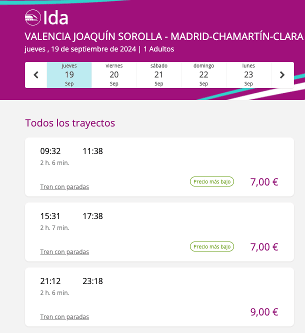 Billetes de Renfe a 15€