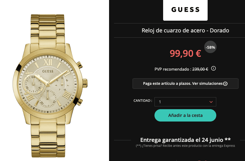 descuento reloj guess